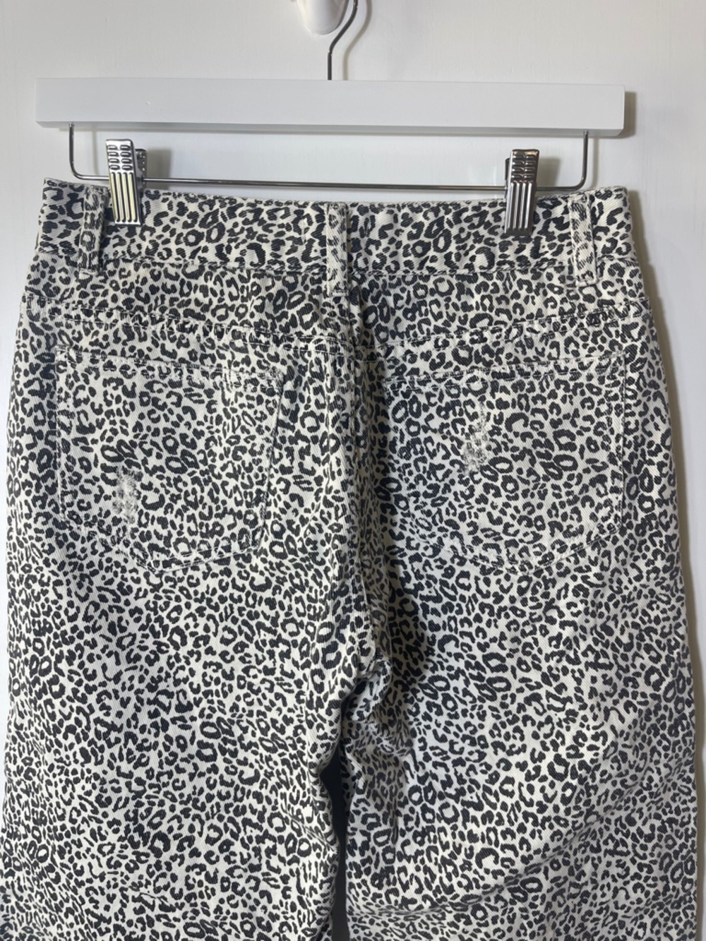 Women's POL Cropped Distressed Leopard Print Wide Leg Cotton Jeans Size Small - Picture 7 of 10